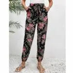 Pantalon Fluide Imprimé Tropical taille cordon – Image 3