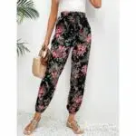 Pantalon Fluide Imprimé Tropical taille cordon