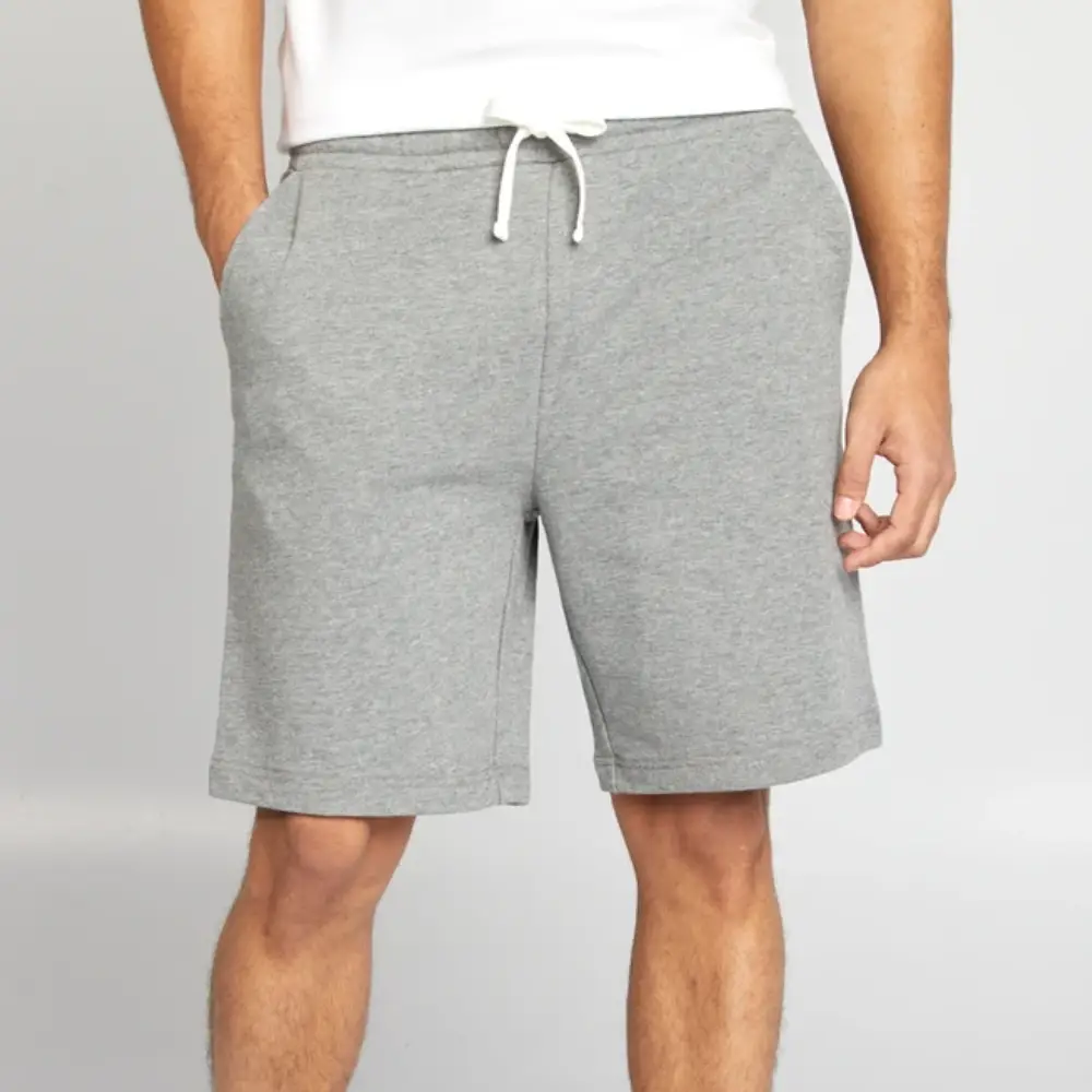Short Homme taille élastique et cordon Molleton Gris Le Super Bermuda Molleton léger – Image 1