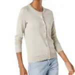 Gilet Col Rond Boutonné Beige Chiné