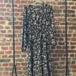 2nde Main M - Robe Mi-Saison - Noir Fleur Longues Manches - Taille M