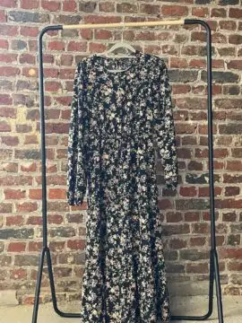 2nde Main M - Robe Mi-Saison - Noir Fleur Longues Manches - Taille M