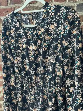 2nde Main M - Robe Mi-Saison - Noir Fleur Longues Manches - Taille M – Image 2