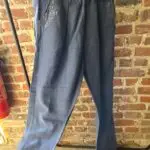 2nde Main XL - Pantalon Femme taille élastique - maille effet Lin Bleu Denim