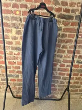 2nde Main XL - Pantalon Femme taille élastique - maille effet Lin Bleu Denim – Image 2