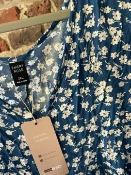 2nde Main 3XL - Robe Fluide Ample et légère - Bleu Fleurie Manches Courtes – Image 2