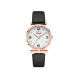 Montre Femme Effet Cuir Noir